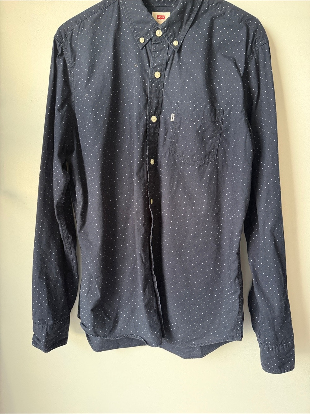 Levi's Navy Blue Mini Dot Long-Sleeve Button-Down Shirt SZ L